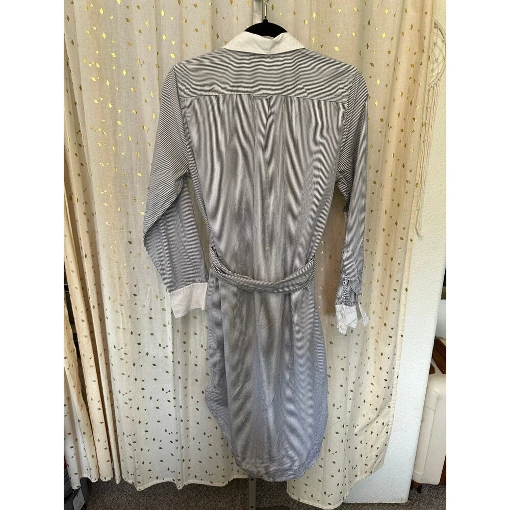 J.Crew 100% Cotton Poplin Classic-Fit Pin Stripe Sash Belt Shirt-Dress 6